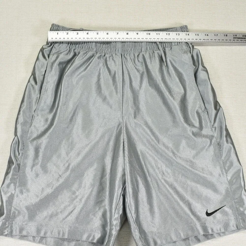Nike Men’s Medium Dazzle Basketball Shorts Mens Gray Silky Shiny Swoosh